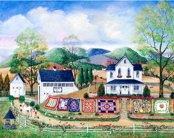 Country Quilts Painting by Mary Ann Vessey