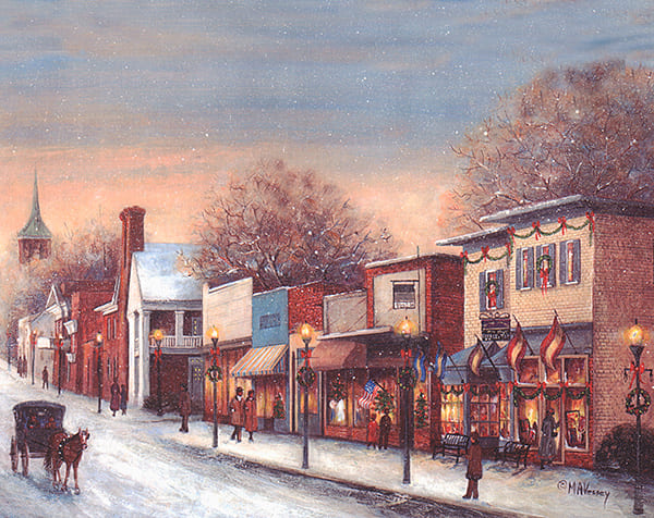 Holiday Shoppers Painting by Mary Ann Vessey
