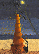 Tipsy Pumpkins Mini Canvas Painting by Mary Ann Vessey