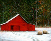 The Barn at Doe Run Mini Canvas Painting by Mary Ann Vessey