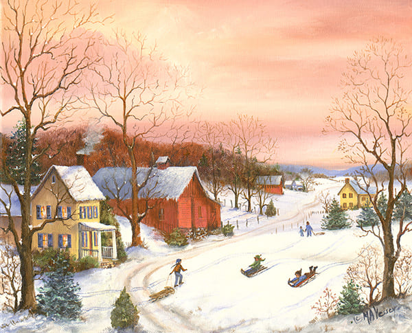 Snow Tracks Painting by Mary Ann Vessey