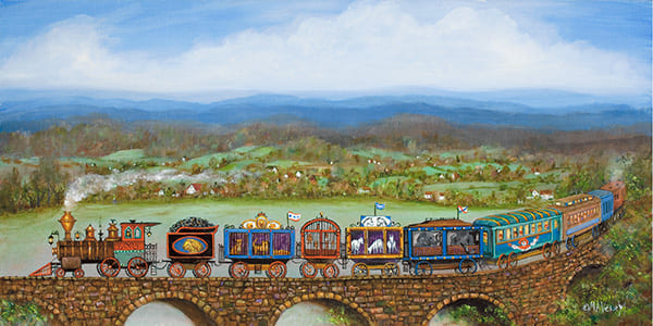 The Circus Train Painting by Mary Ann Vessey