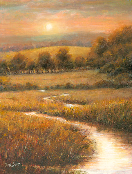 Backyard Sunset Painting by Mary Ann Vessey