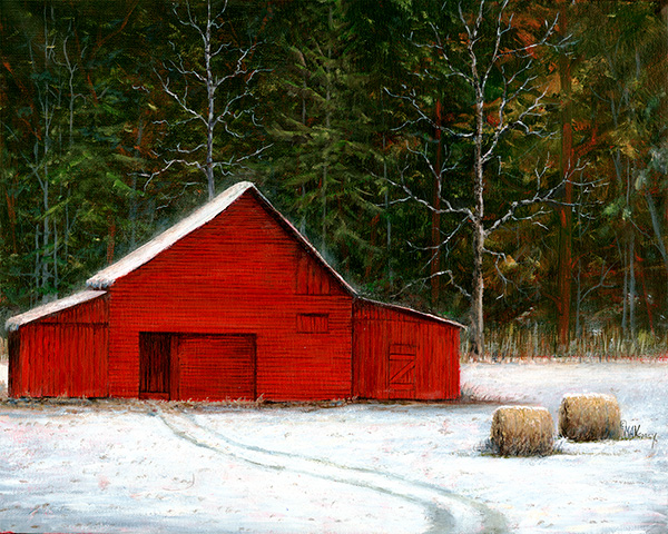 Red Barn at Doe Hill Painting by Mary Ann Vessey