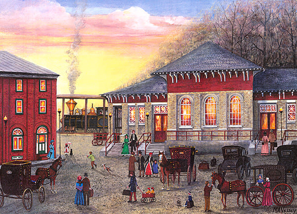 Early Train Painting by Mary Ann Vessey